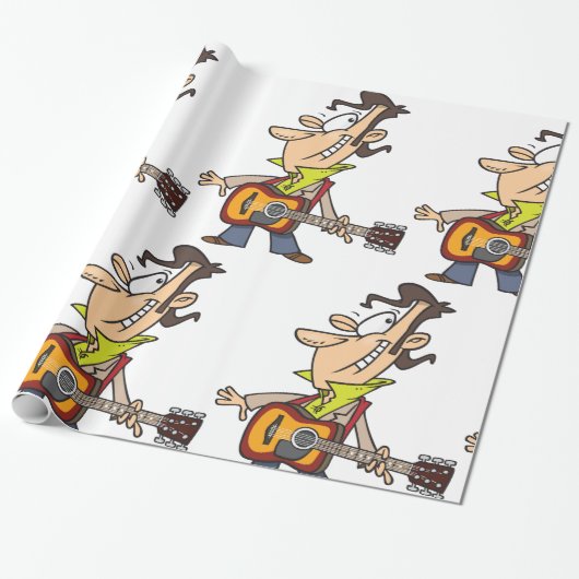 Guitar Man Rockstar Cadeaupapier (Uitgerold)