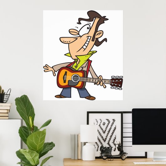 Guitar Man Rockstar Poster (Thuiskantoor)