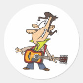 Guitar Man Rockstar Ronde Sticker (Voorkant)