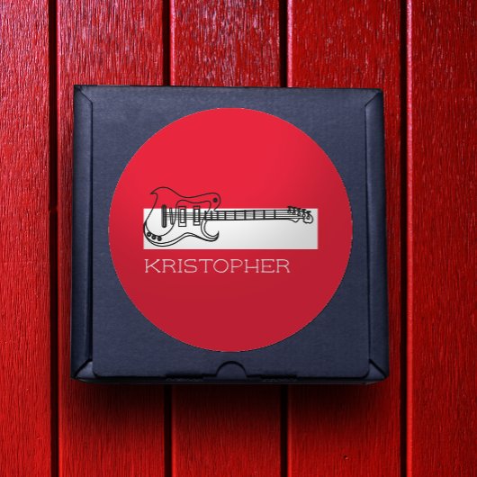 Guitar-minimalistisch zwart-wit ronde sticker