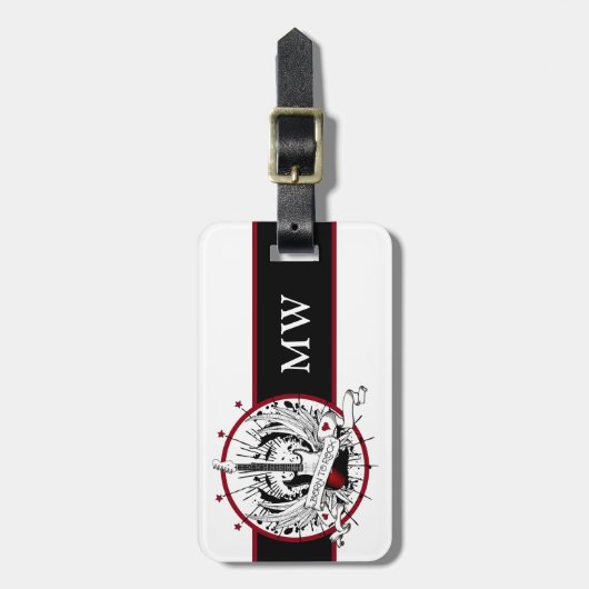 Guitar Monogram Musician Rocker Rock & Roll Music Bagagelabel (Voorkant verticaal)