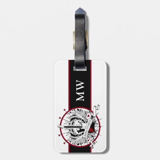 Guitar Monogram Musician Rocker Rock & Roll Music Bagagelabel (Achterkant verticaal)