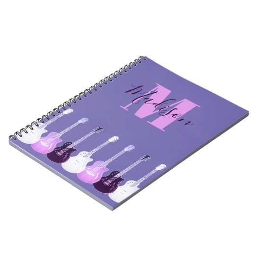 Guitar Monogram Roze Paars Notitieboek (Linkerzijde)