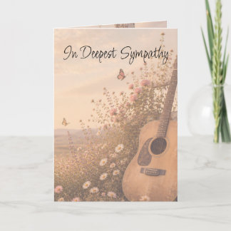 Guitar Music Beautiful Garden Flower Sympathy Kaart