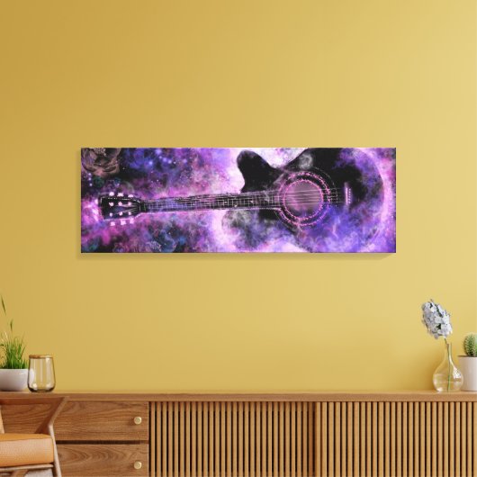 Guitar Music Canvas Afdrukken Paars - Schilderen (Insitu (Woonkamer))