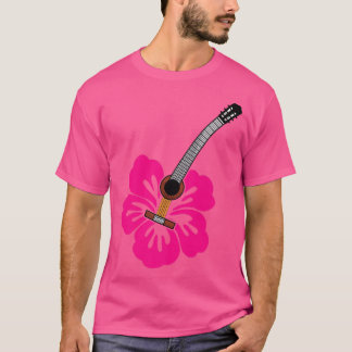Guitar Music Hibiscus Hawaiian Flower Hawaii Vrouw T-shirt