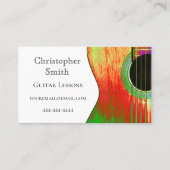 Guitar Music Lessons Modern Red Green Visitekaartje (Voorkant)