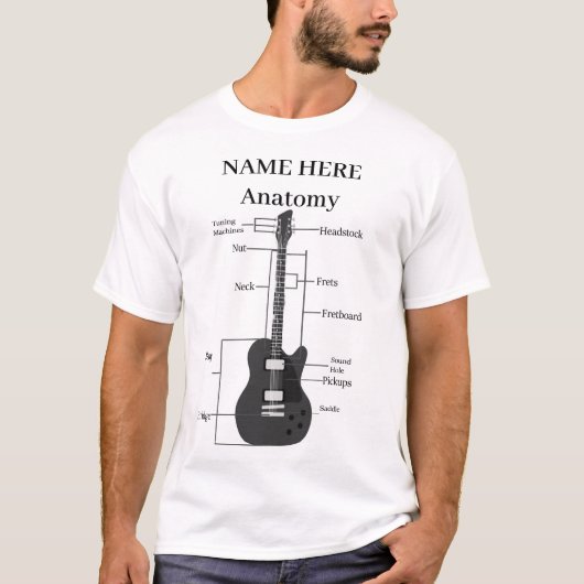 Guitar Music Lover Anatomy of a Guitar T-shirt (Voorkant)