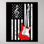 Guitar Music Lover Guitar American Flag Poster (Voorkant)