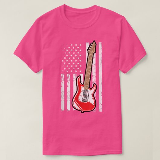Guitar Music Lover Guitar American Flag T-shirt (Design voorkant)