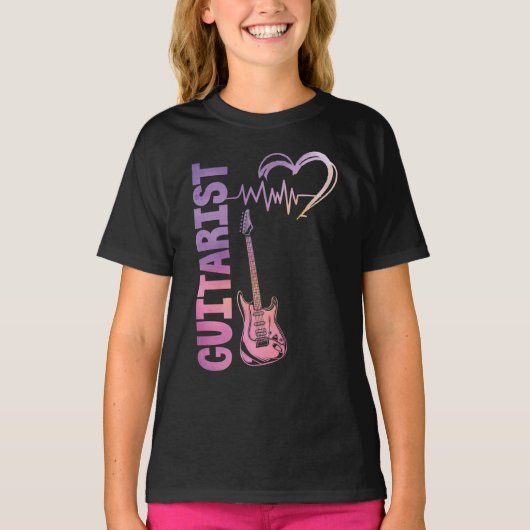 Guitar Music Lover Guitarist Heartbeat T-shirt (Voorkant)