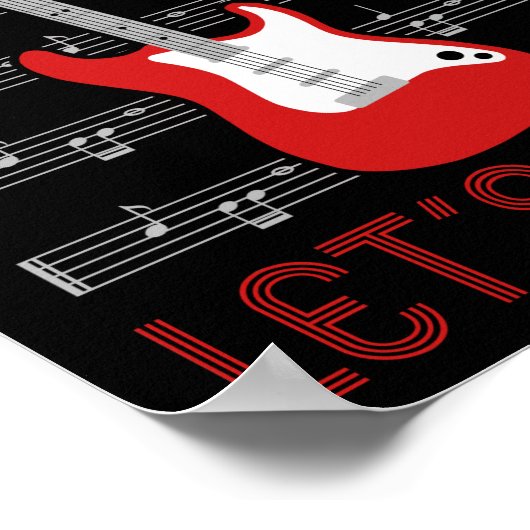 Guitar Music Lover Lets Rock Notes Poster (Hoek)