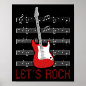 Guitar Music Lover Lets Rock Notes Poster (Voorkant)
