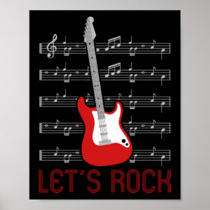 Guitar Music Lover Lets Rock Notes Poster