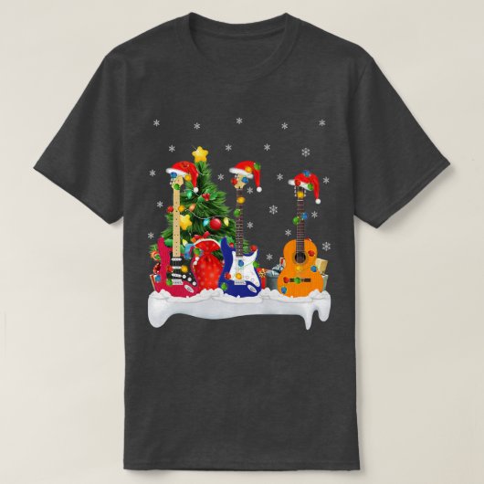 Guitar Music Lover Matching Santa Hat Guitar Chris T-shirt (Design voorkant)