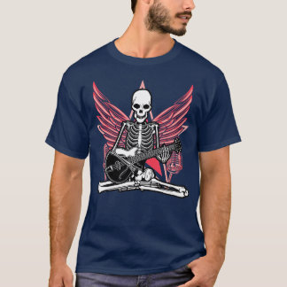 Guitar Music Lover Skeleton Wings Angel Guitar Roc T-shirt