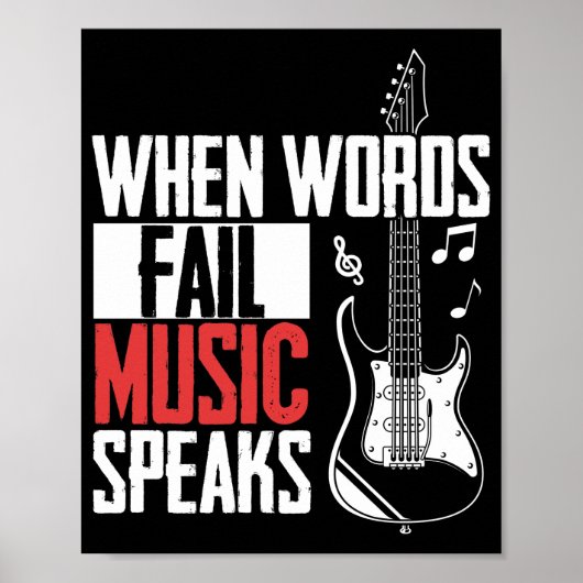 Guitar Music Lover wanneer woorden niet goed prate Poster (Voorkant)