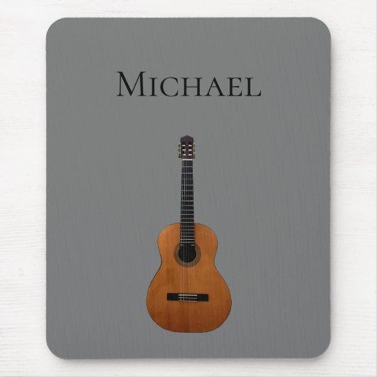 Guitar Music Monogram grijs en zwart Muismat (Voorkant)