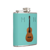 Guitar Music Monogram Trendy Blauwgroen Heupfles (Rechts)
