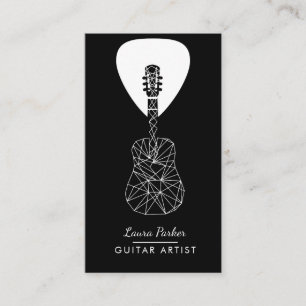 Guitar Music Player Artist DJ Geometric Black Visitekaartje