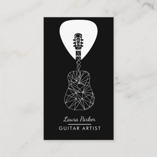 Guitar Music Player Artist DJ Geometric Black Visitekaartje (Voorkant)