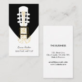 Guitar Music Player Artist DJ Geometric Black Visitekaartje (Voorkant / Achterkant)