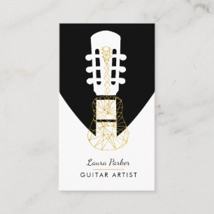 Guitar Music Player Artist DJ Geometric Black Visitekaartje