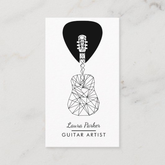 Guitar Music Player Artist DJ Geometric Black Visitekaartje (Voorkant)