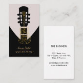 Guitar Music Player Artist DJ Geometric Black Visitekaartje (Voorkant / Achterkant)