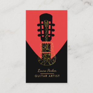 Guitar Music Player Artist DJ Geometric Red Visitekaartje