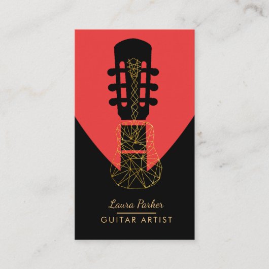 Guitar Music Player Artist DJ Geometric Red Visitekaartje (Voorkant)