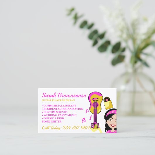 Guitar Music Sing Tutor Visitekaartje (Staand voorkant)