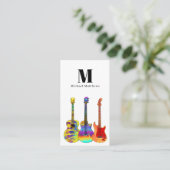 Guitar Music Teacher Aangepaste QR-code en Logo Visitekaartje (Staand voorkant)