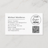 Guitar Music Teacher Aangepaste QR-code en Logo Visitekaartje (Achterkant)