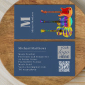 Guitar Music Teacher Aangepaste QR-code en Logo Visitekaartje