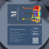 Guitar Music Teacher Aangepaste QR-code en Logo Visitekaartje