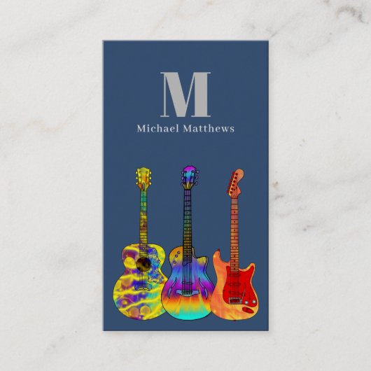 Guitar Music Teacher Aangepaste QR-code en Logo Visitekaartje (Voorkant)