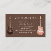 Guitar Music Teacher Brown Visitekaartje (Achterkant)