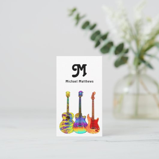 Guitar Music Teacher Custom Logo Social Media Icon Visitekaartje (Staand voorkant)