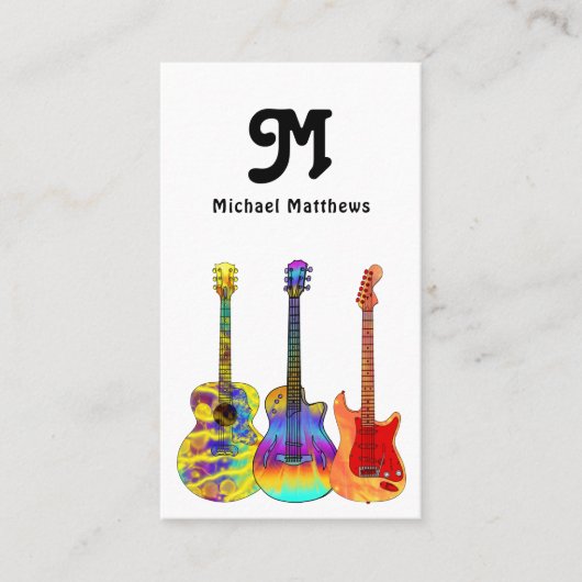 Guitar Music Teacher Custom Logo Social Media Icon Visitekaartje (Voorkant)