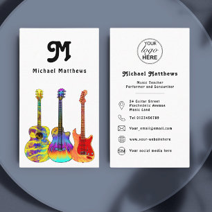 Guitar Music Teacher Custom Logo Social Media Icon Visitekaartje