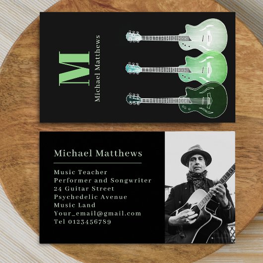 Guitar Music Teacher Custom Photo Visitekaartje