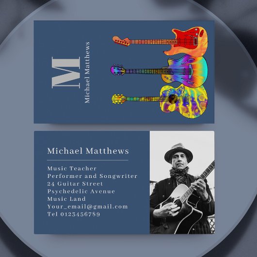 Guitar Music Teacher Custom Photo Visitekaartje