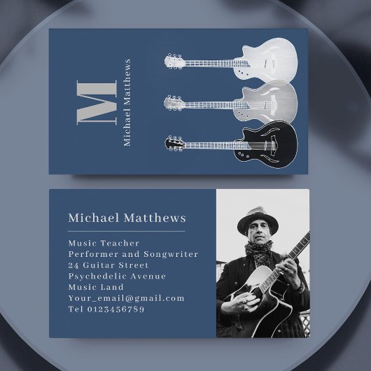 Guitar Music Teacher Custom Photo Visitekaartje