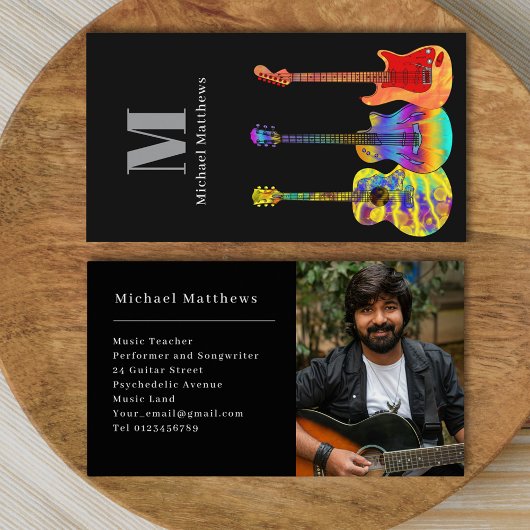 Guitar Music Teacher Custom Photo Visitekaartje