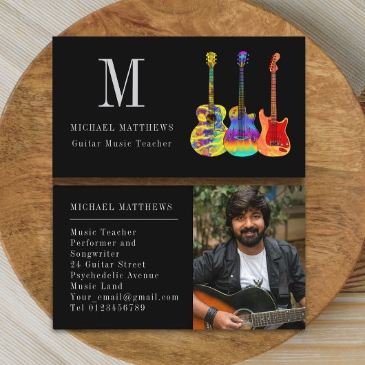 Guitar Music Teacher Custom Photo Visitekaartje