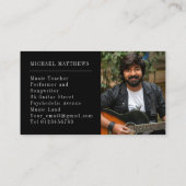 Guitar Music Teacher Custom Photo Visitekaartje (Achterkant)
