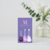 Guitar Music Teacher Custom QR Code Paars Visitekaartje (Staand voorkant)