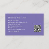 Guitar Music Teacher Custom QR Code Paars Visitekaartje (Achterkant)