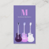 Guitar Music Teacher Custom QR Code Paars Visitekaartje (Voorkant)